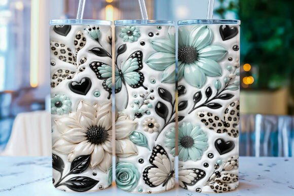 Download Inflated Floral Butterfly Tumbler Wrap - Wrap Collection