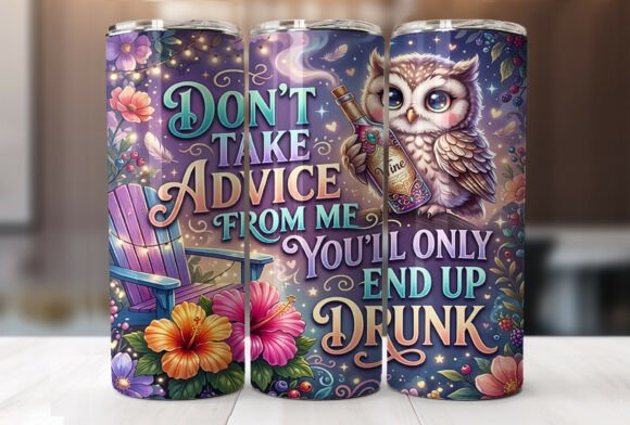 Download Funny Owl Wine Tumbler Wrap Sublimation - Wrap Collection