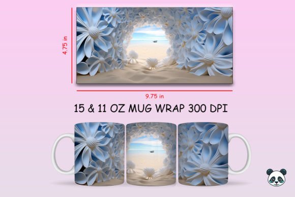 Download 3D Beach and Flowers Mug Wrap PNG - Wrap Collection