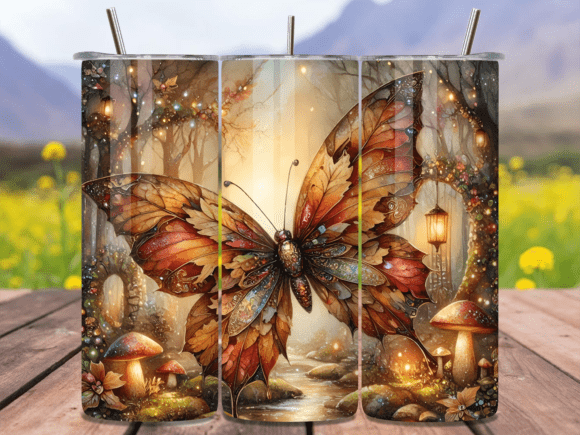 Download Vintage Autumn Butterfly Tumbler Wrap - Wrap Collection