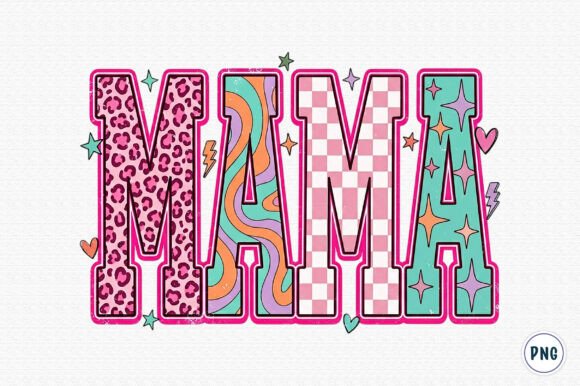 Download Retro Floral Mama Checkered Mom PNG - Mom png Collection