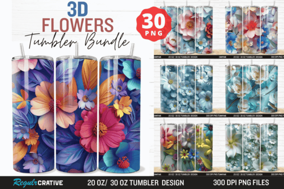Download 3D Flowers Tumbler Wrap Bundle - Wrap Collection