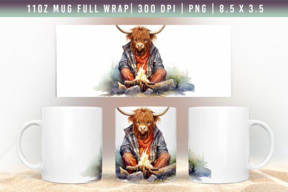 Download 3D Highland Cow Mug Wrap Designs - Wrap Collection