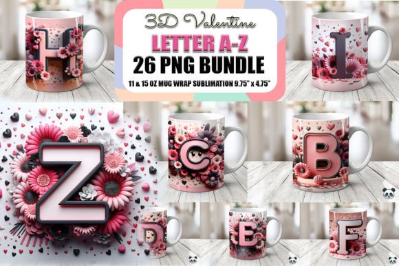 Download Valentine Alphabet 3D Mug Wrap Bundle - Wrap Collection