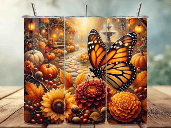 Download Sunflower Butterfly Tumbler Wrap PNG - Wrap Collection