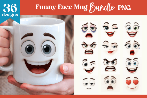 Download Funny Face Mug Wraps Bundle PNG - Wrap Collection