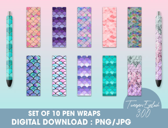 Download Mermaid Glitter Pen Wraps - Wrap Collection