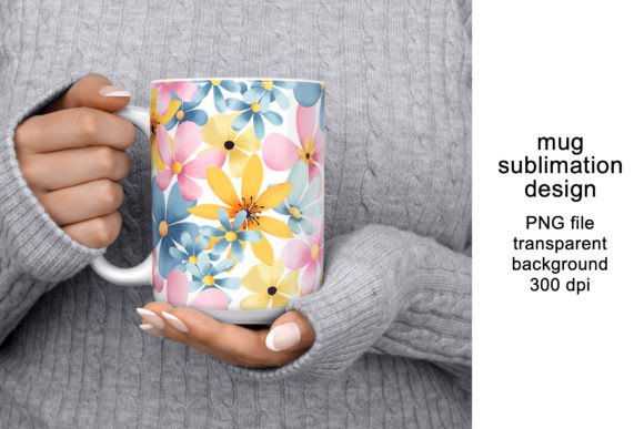 Download Mug Design, Wrap with Flowers, PNG. - Wrap Collection