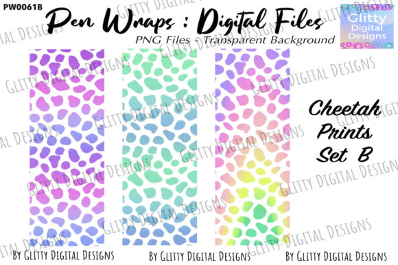 Download Neon Rainbow Cheetah Pen Wraps PNG Set B - Cheetah Collection