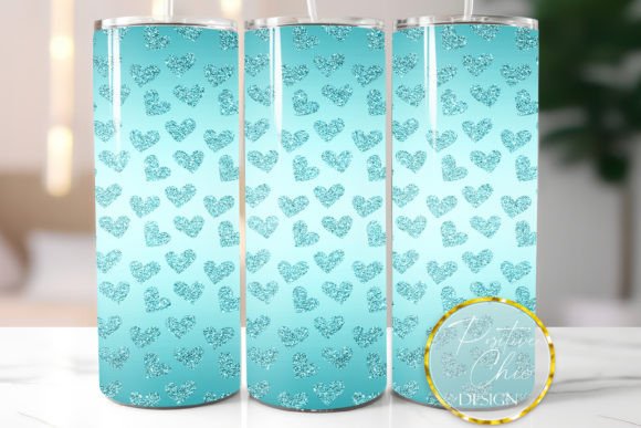 Download Blue Tumbler Wrap Glitter Hearts Design - Wrap Collection
