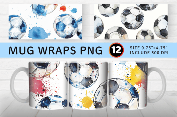 Download Watercolor Soccer Mug Wrap - Wrap Collection