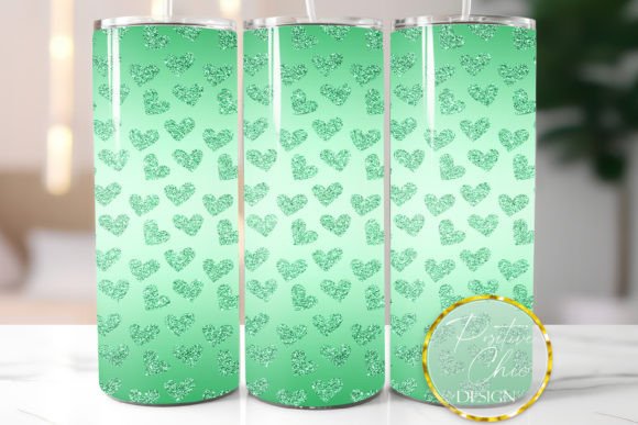 Download Glitter Tumbler Wrap Green Hearts Design - Wrap Collection
