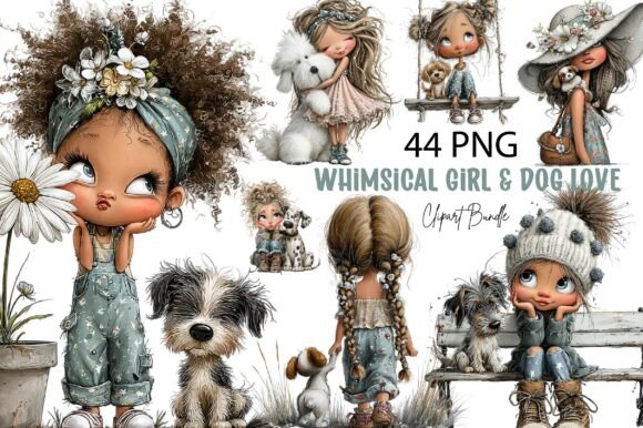 Download Whimsical Girl &amp; Dog Love Clipart - Love clipart Collection