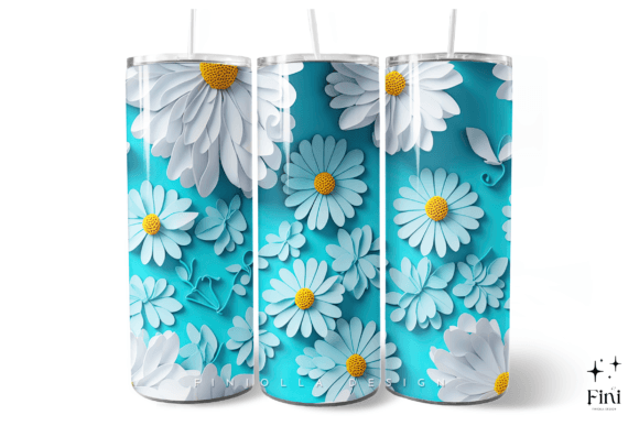 Download 3D Flowers Tumbler Wrap | Turquoise - Wrap Collection