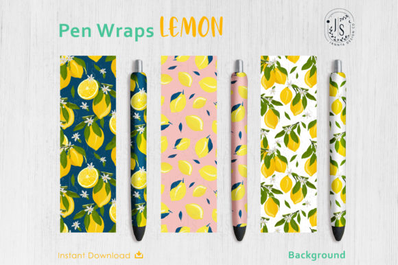 Download Lemon Fruit Pen Wraps PNG File Set - Wrap Collection