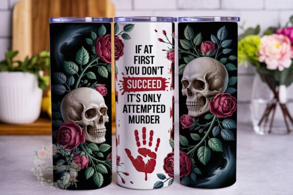 Download Gothic Skull Rose 20oz Tumbler Wrap - Wrap Collection