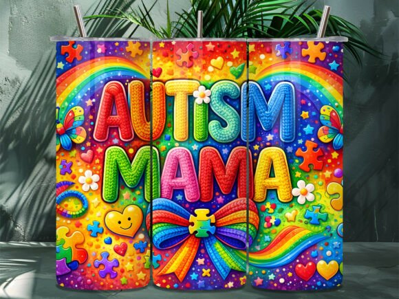 Download Autism Mama Rainbow Pride Tumbler Wrap - Wrap Collection