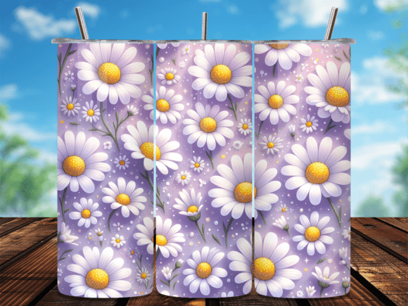 Download Purple Daisy Flower Pattern Tumbler Wrap - Wrap Collection