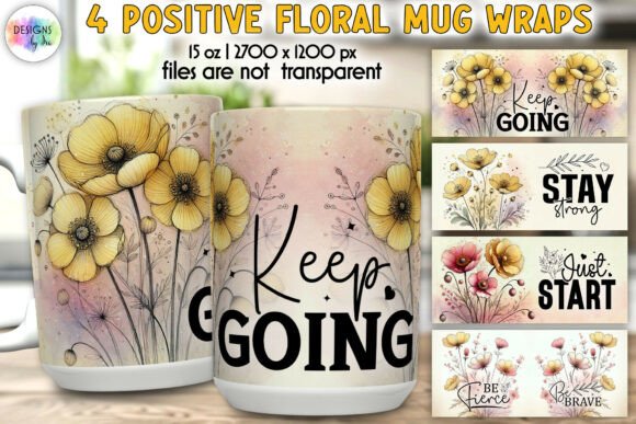 Download Inspirational Floral Mug Wrap Designs - Wrap Collection