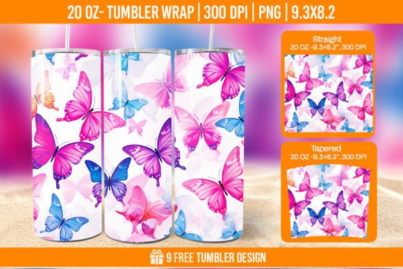 Download 3d Cute Butterfly Tumbler Wrap Designs, - Wrap Collection