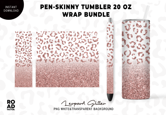 Download Rose Glitter Leopard Pen &amp; Tumbler Wrap - Wrap Collection
