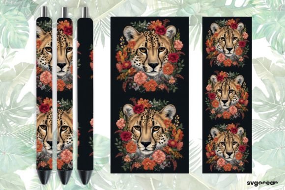 Download Embroidery Cheetah Pen Wraps Sublimation - Cheetah Collection