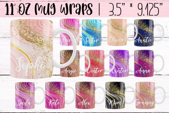 Download Marble Glitter 11 Oz Mug Wraps,15 Colors - Wrap Collection