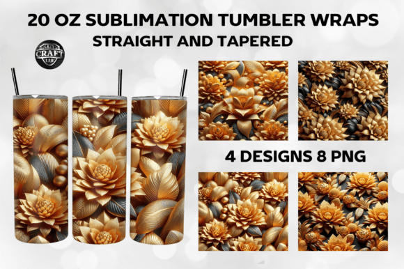 Download 3D Flowers Tumbler Wrap 20oz Skinny PNG - Wrap Collection