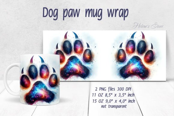 Download Dog Paw Heart Pattern Mug Wrap Designs - Wrap Collection