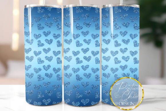 Download Blue Tumbler Wrap Glitter Hearts Design - Wrap Collection