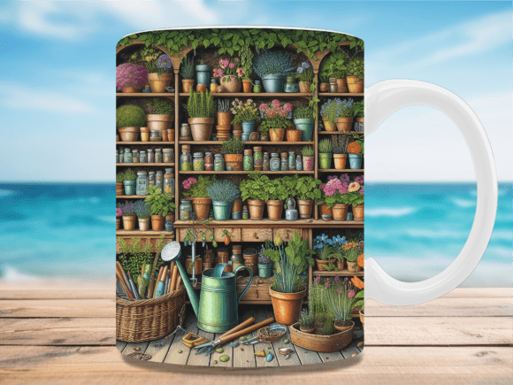 Download Vintage Herb Garden Shelf Mug Wrap - Wrap Collection