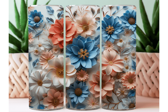 Download 3D Flower Tumbler Wraps Sublimation PNG - Wrap Collection