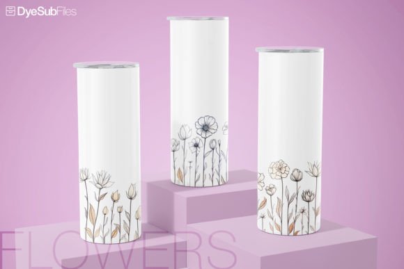 Download Wild Flower Drawing Tumbler 20oz Wrap - Wrap Collection