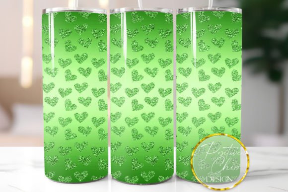 Download Green Tumbler Wrap Glitter Hearts Design - Wrap Collection