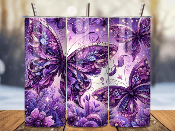 Download Intricate Purple Butterfly Tumbler Wrap - Wrap Collection