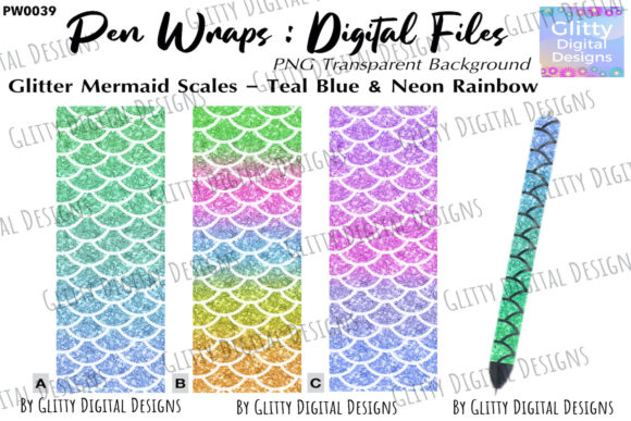Download Mermaid Scales Glitter Pen Wraps PNG - Wrap Collection