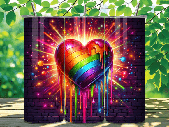 Download Rainbow Drip Heart Pride Tumbler Wrap - Wrap Collection