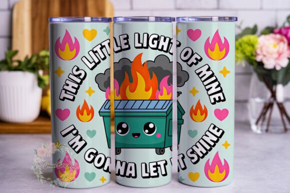 Download Dumpster Fire Kawaii 20oz Tumbler Wrap - Wrap Collection