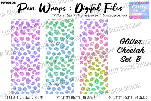 Download Glitter Cheetah Pen Wraps Set B , PNG - Cheetah Collection