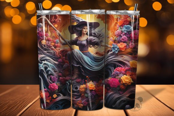 Download 3D Witch Riding a Broom Tumbler Wrap - Wrap Collection