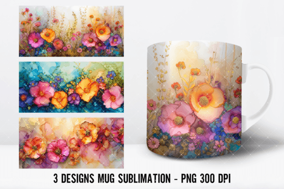 Download Wild Flowers Alcohol Mug Wrap Designs - Wrap Collection