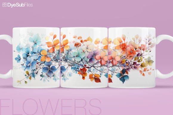 Download Watercolor Flower Coffee Mug Wrap Art - Wrap Collection