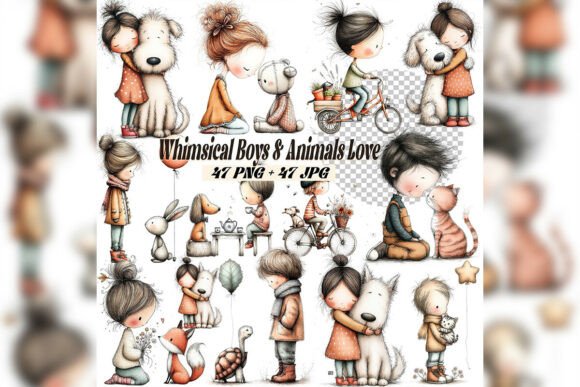 Download Whimsical Girl &amp; Dog Love Clipart Sweet - Love clipart Collection