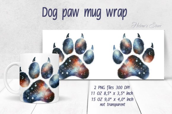 Download Dog Paw Heart Pattern Mug Wrap Designs - Wrap Collection