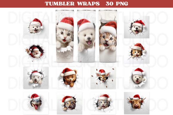 Download 3D Christmas Bundle Skinny Tumbler Wraps - Wrap Collection