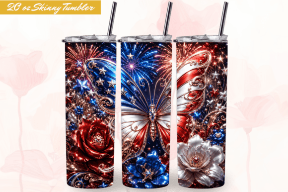Download 3D 4th of July Butterfly Tumbler Wraps - Wrap Collection
