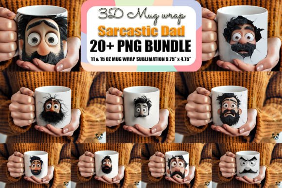 Download Dad Face 3D Fathers Day Mug Wrap Bundle - Wrap Collection
